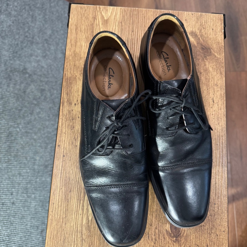 Clarks Collection Shoes Mens 11 Black Leather Dress Oxford Ultimate‎ Comfort